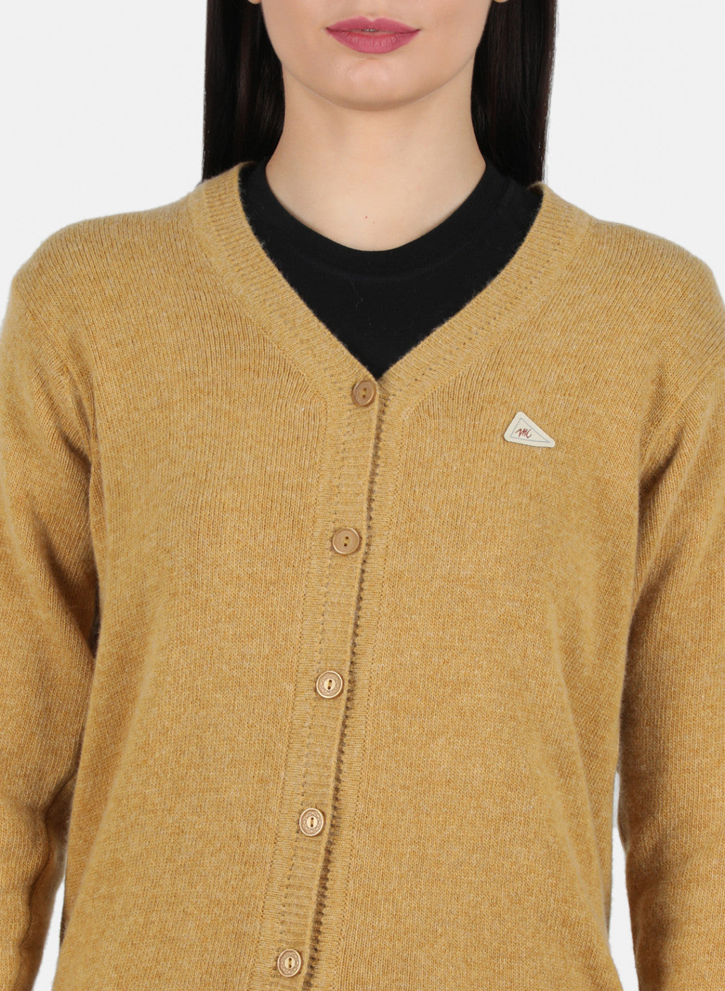 Women Mustard Solid Cardigan
