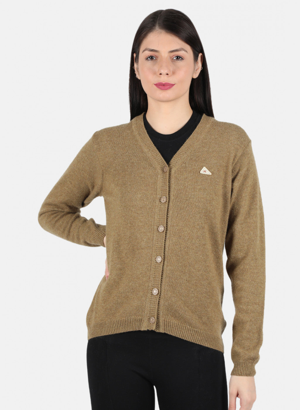 Women Khaki Solid Cardigan
