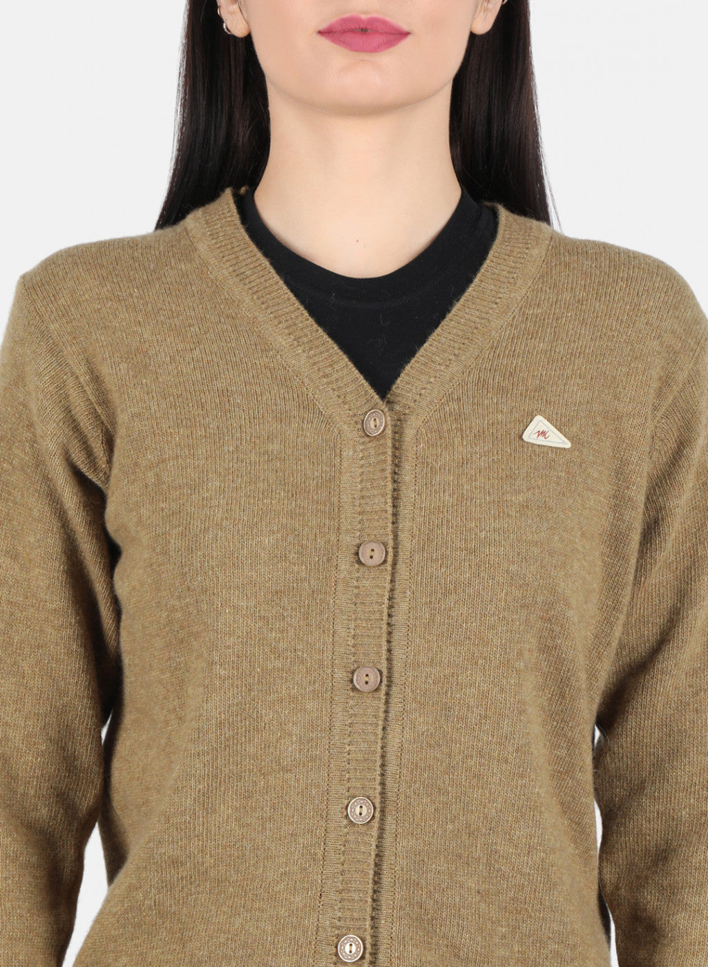 Women Khaki Solid Cardigan