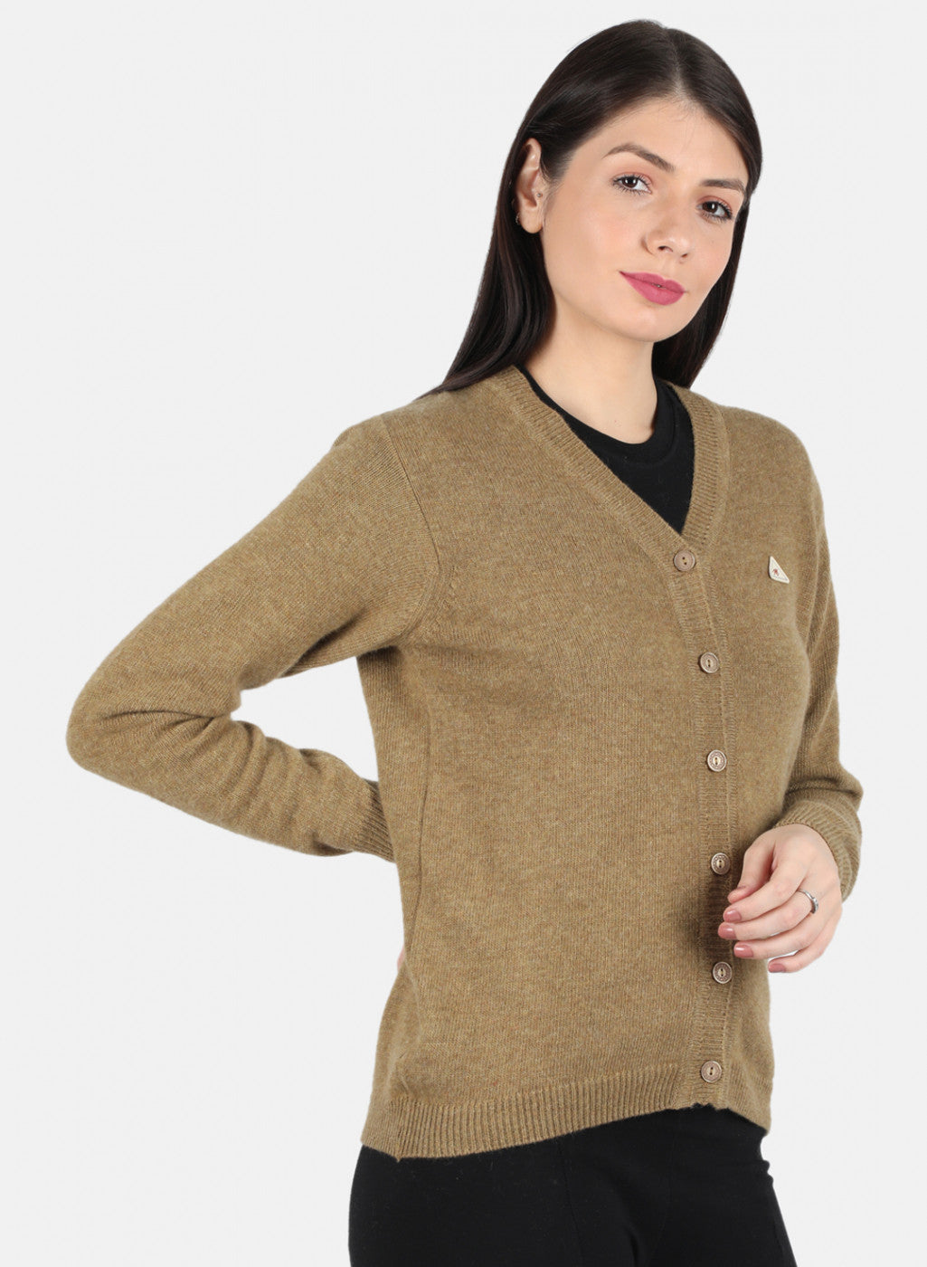 Women Khaki Solid Cardigan