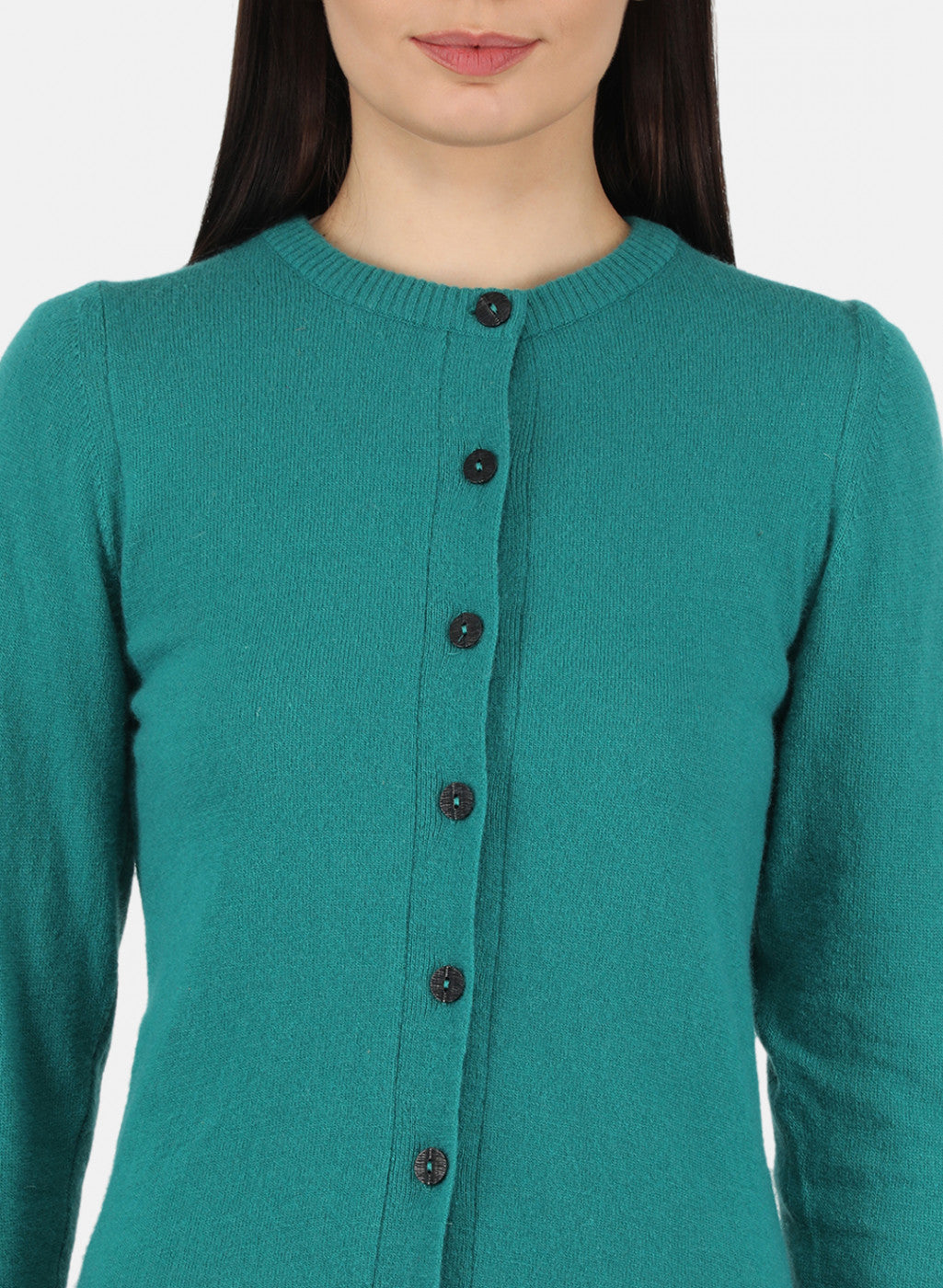 Women Green Solid Cardigan