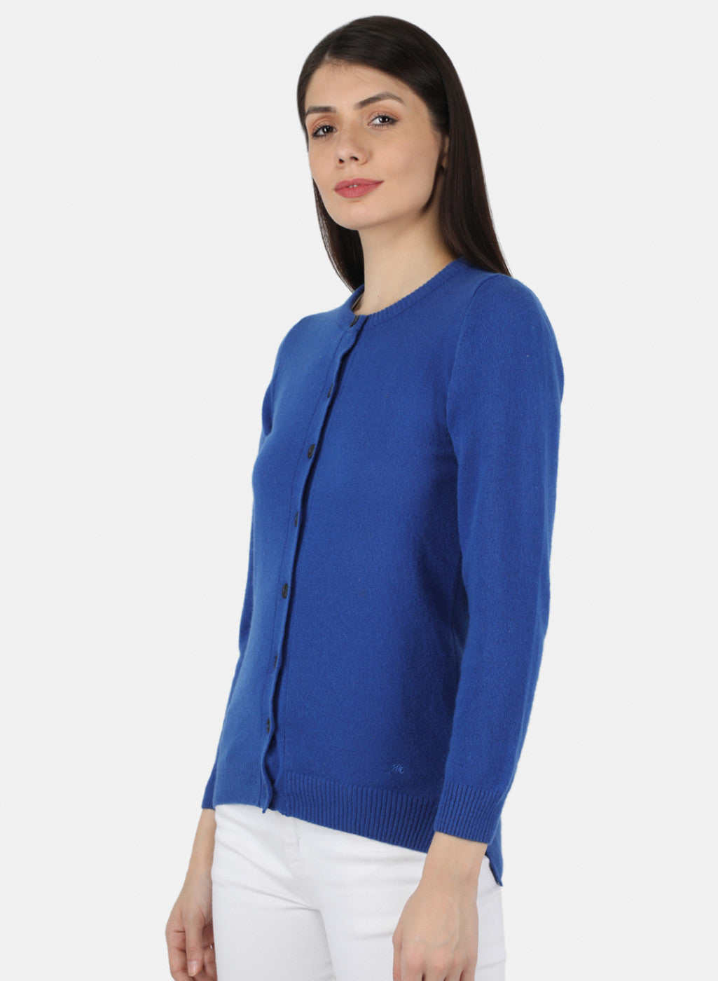 Women Royal Blue Solid Cardigan