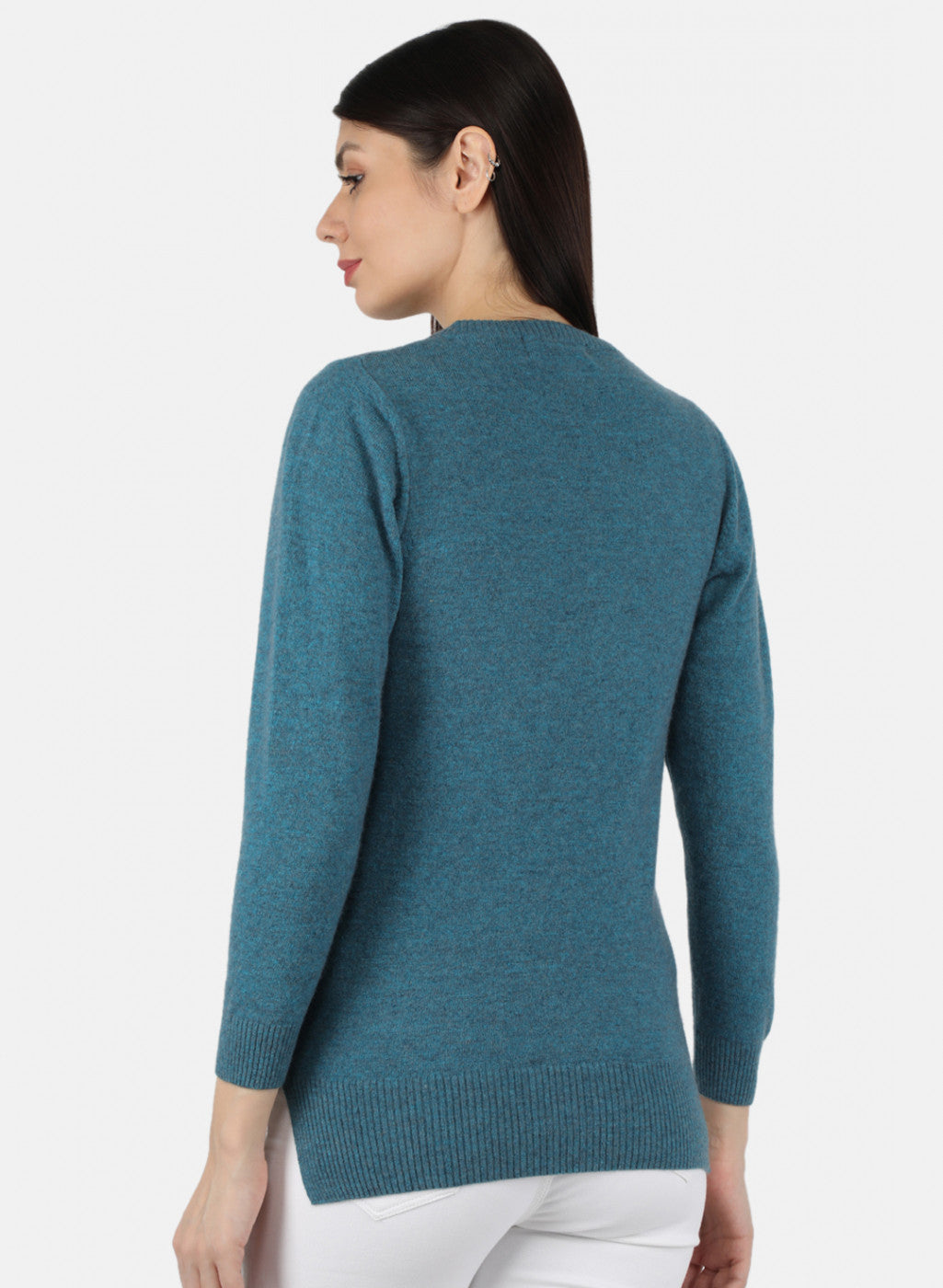 Women Teal Blue Solid Cardigan