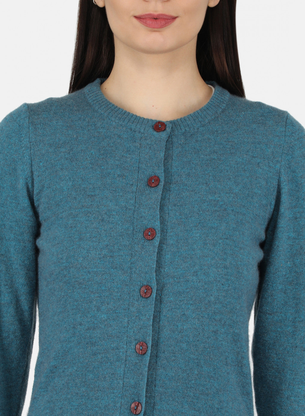 Women Teal Blue Solid Cardigan