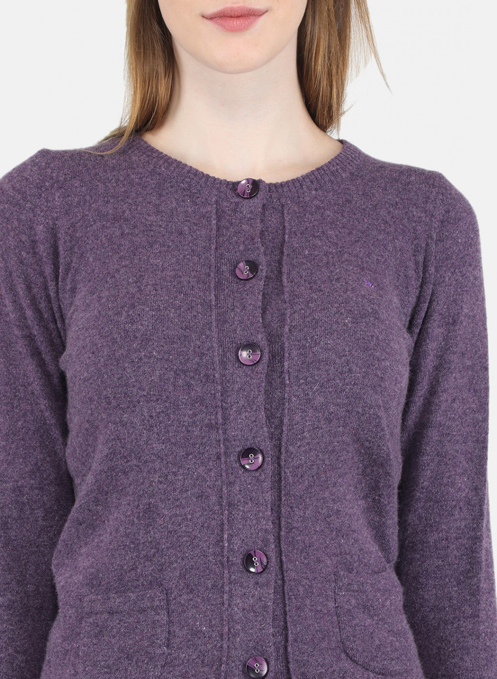 Women Purple Solid Cardigan