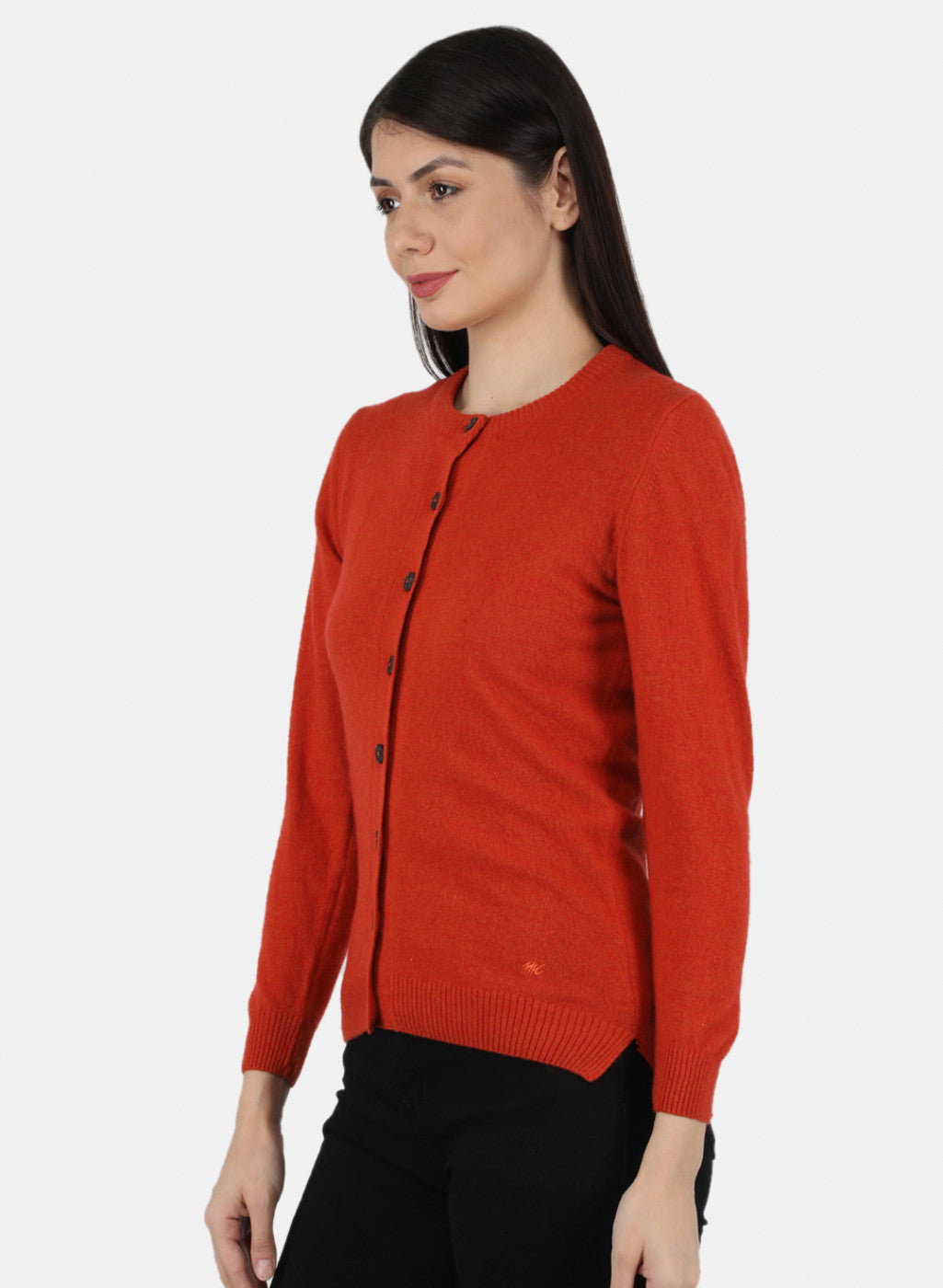 Women Orange Solid Cardigan