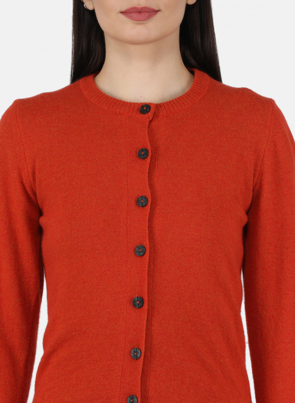 Women Orange Solid Cardigan