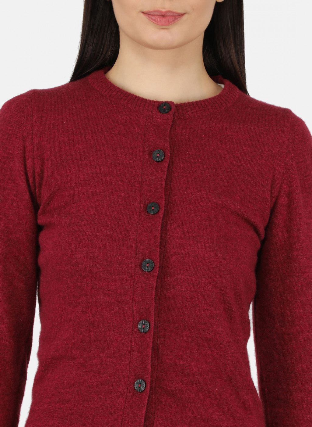 Women Red Solid Cardigan