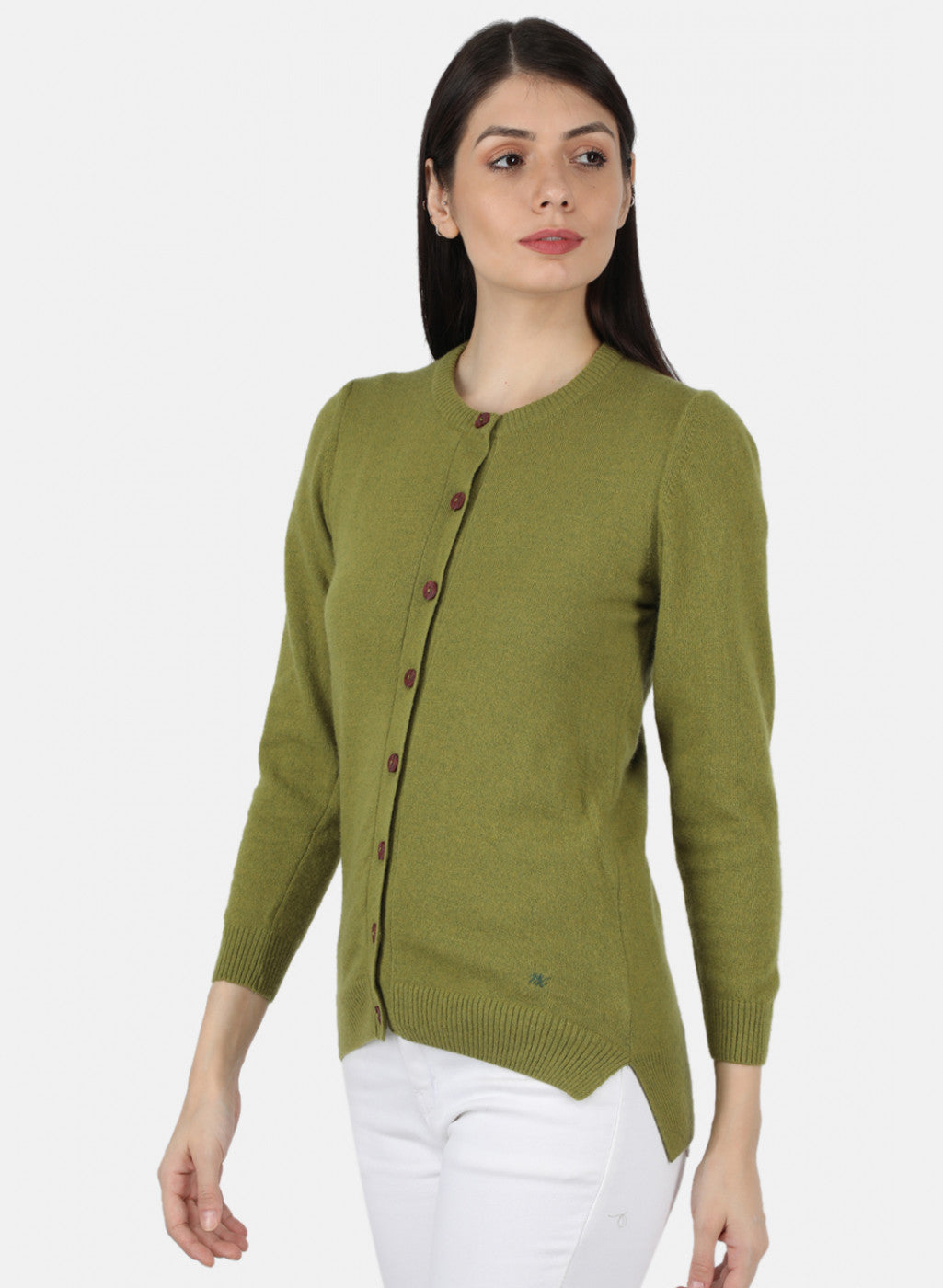 Women Green Solid Cardigan