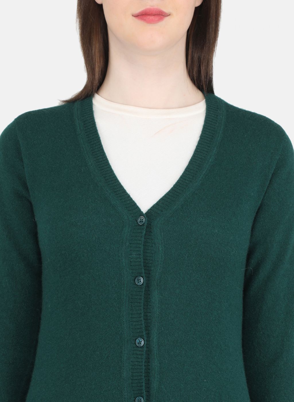 Women Green Solid Cardigan