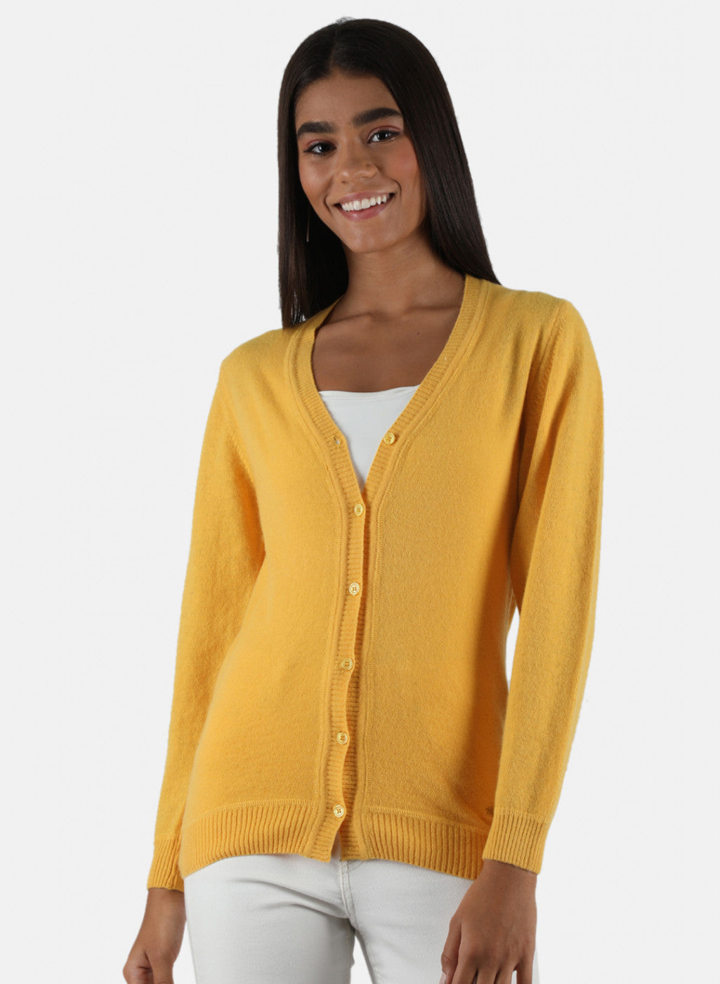 Women Yellow Solid Cardigan