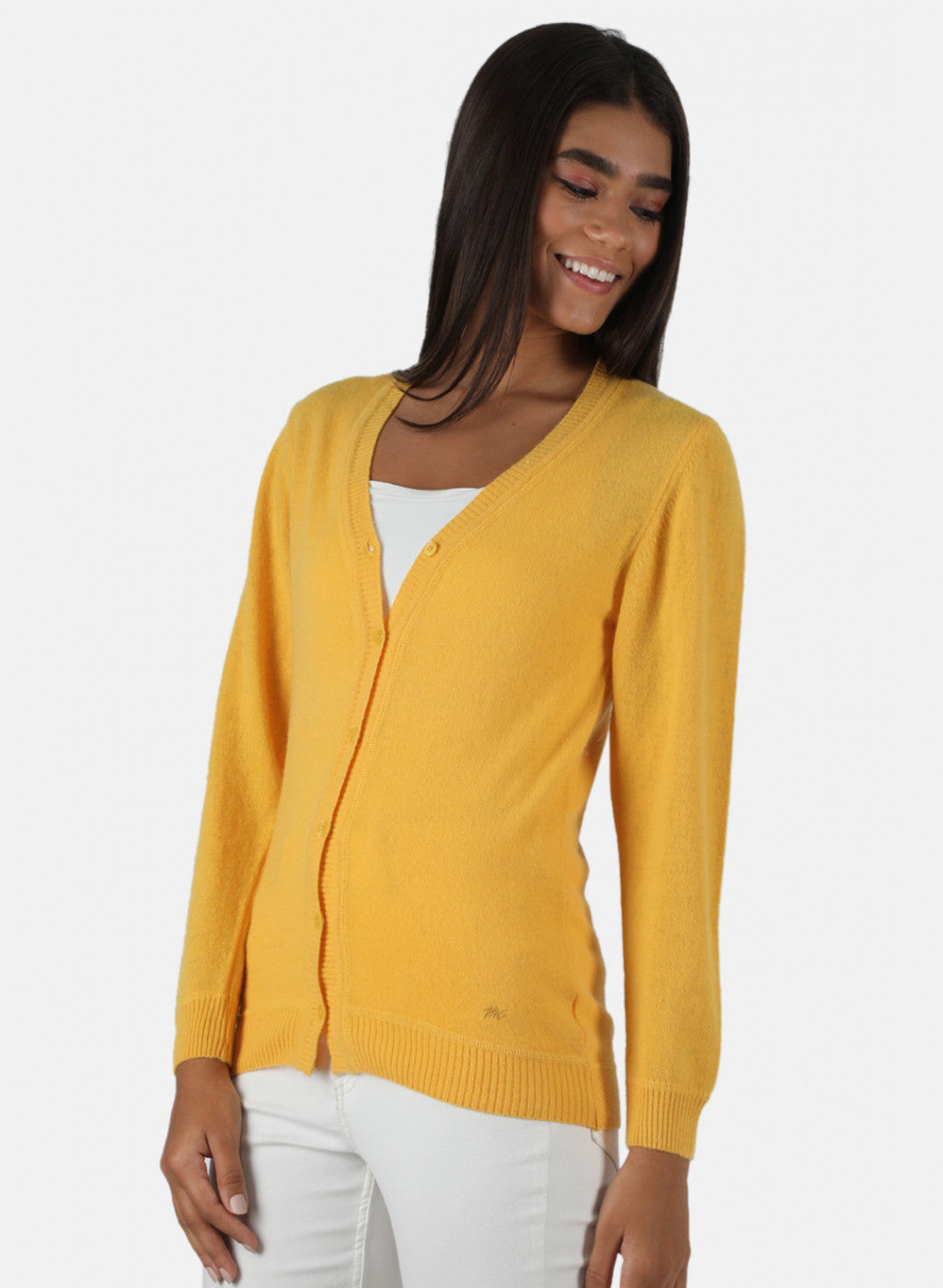 Women Yellow Solid Cardigan