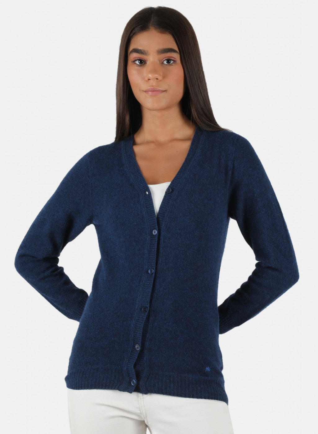 Women Blue Solid Cardigan