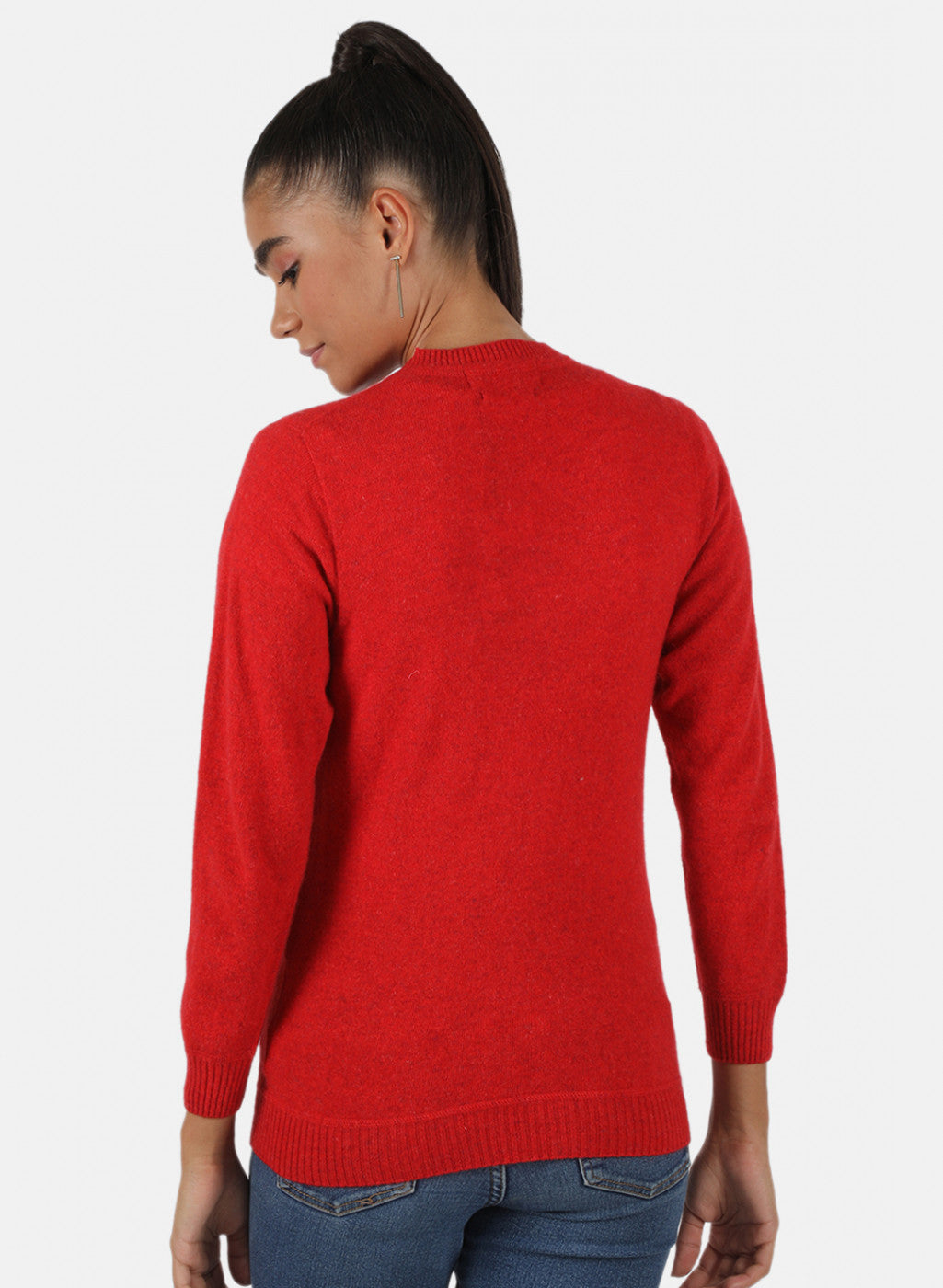 Women Red Solid Cardigan
