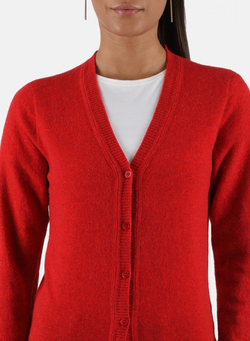 Women Red Solid Cardigan