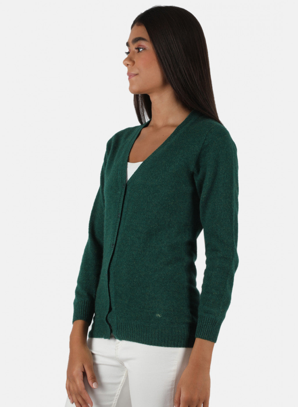 Women Green Solid Cardigan