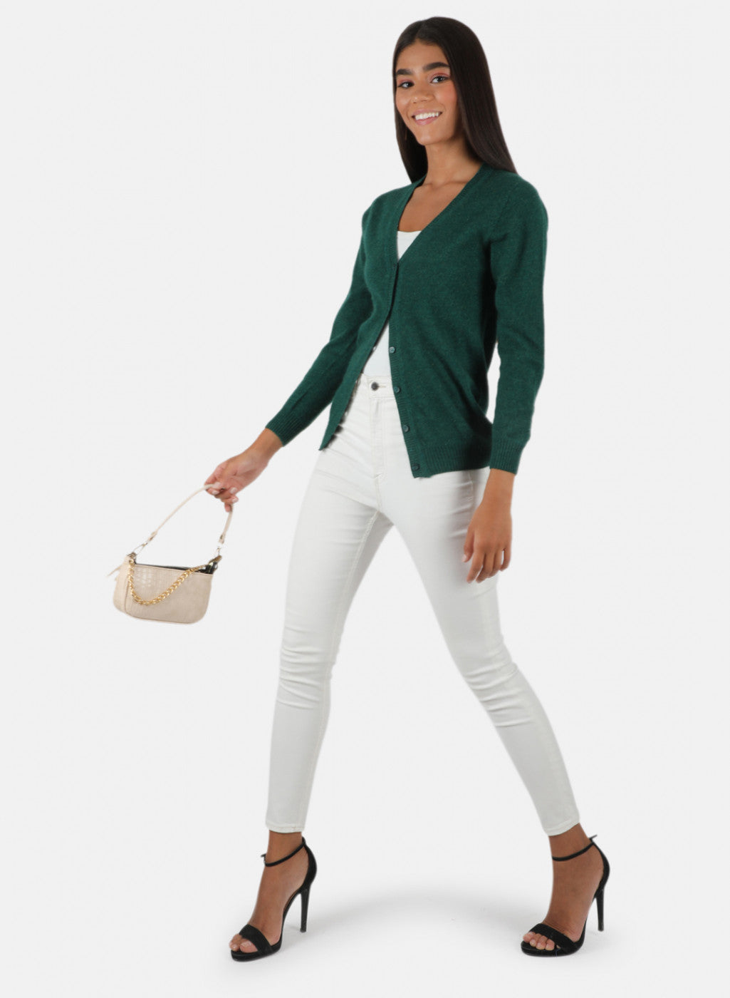 Women Green Solid Cardigan