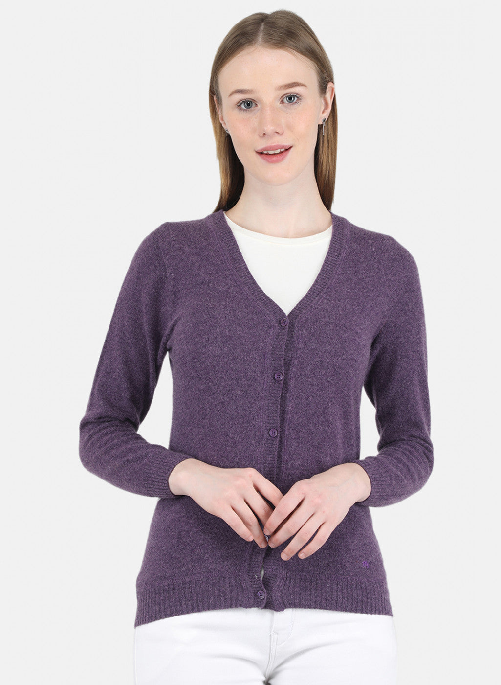 Women Purple Solid Cardigan