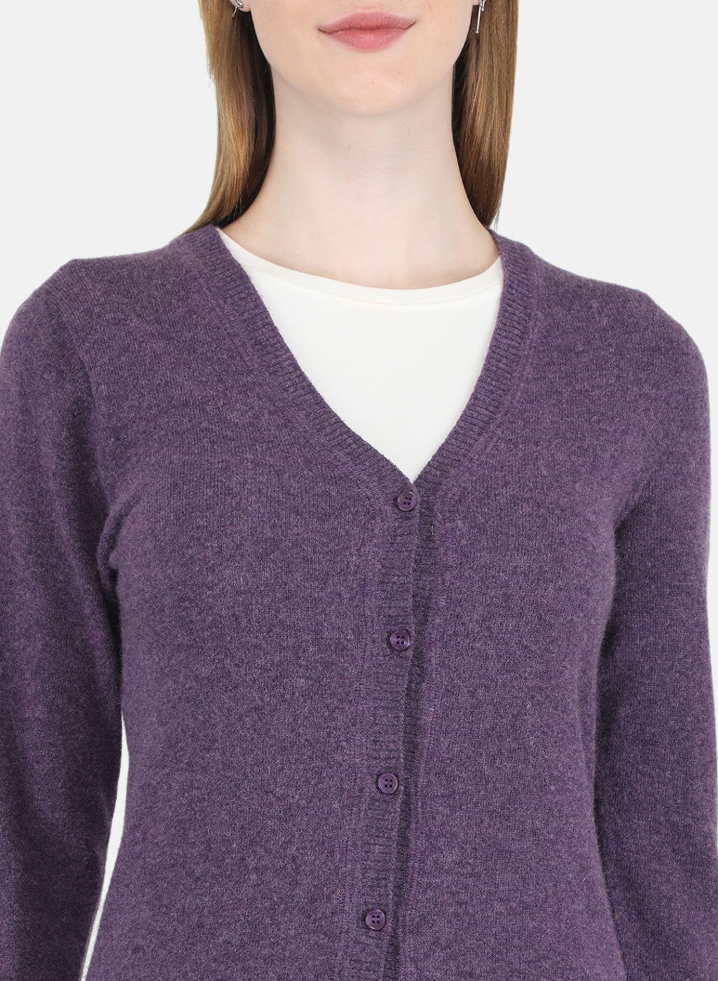 Women Purple Solid Cardigan