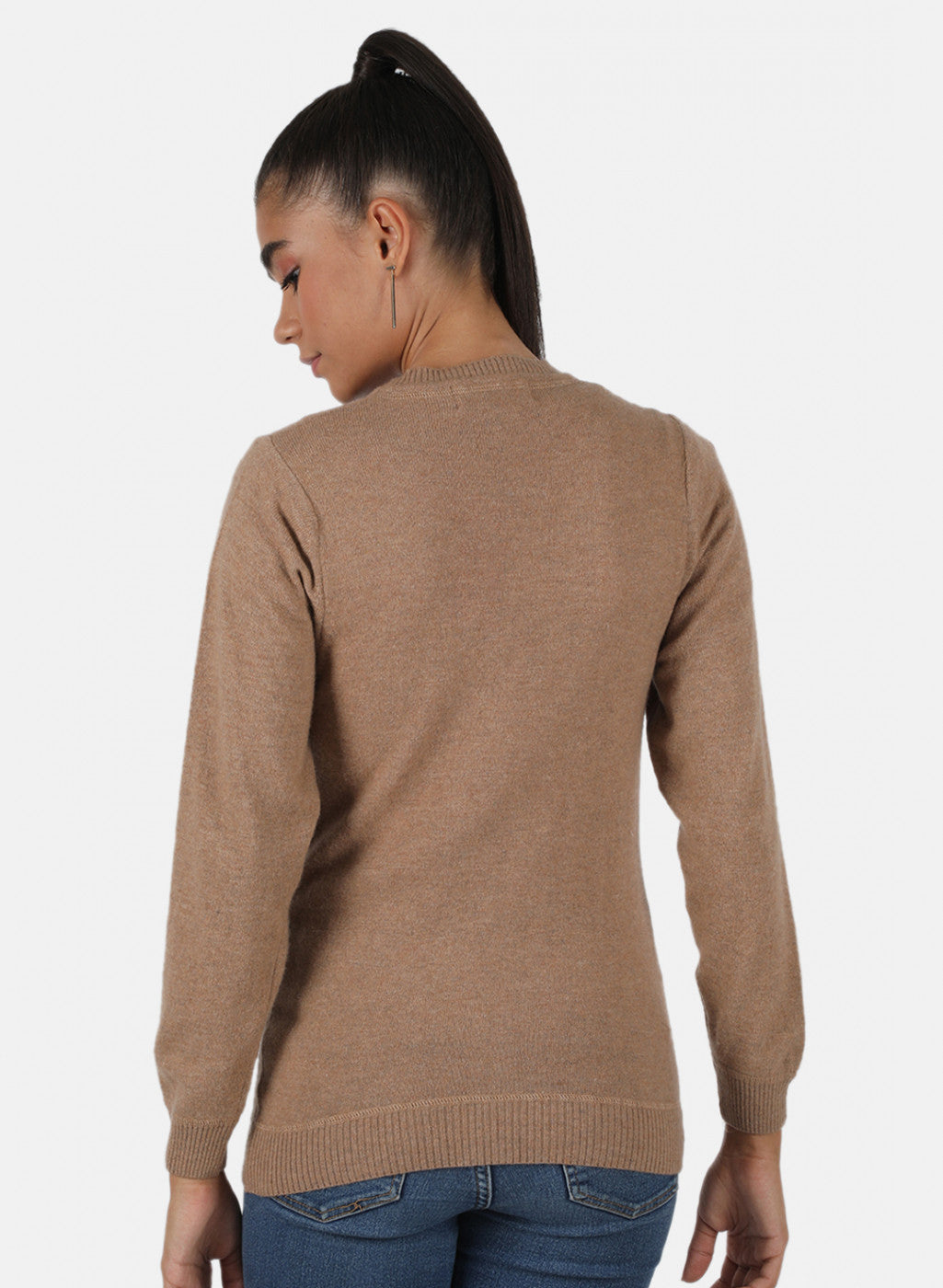 Women Beige Solid Cardigan