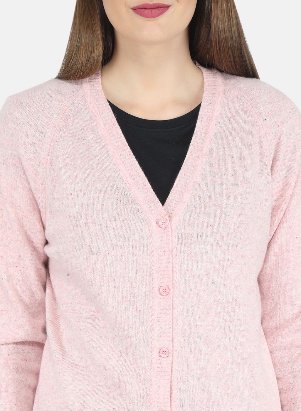 Women Pink Solid Cardigan