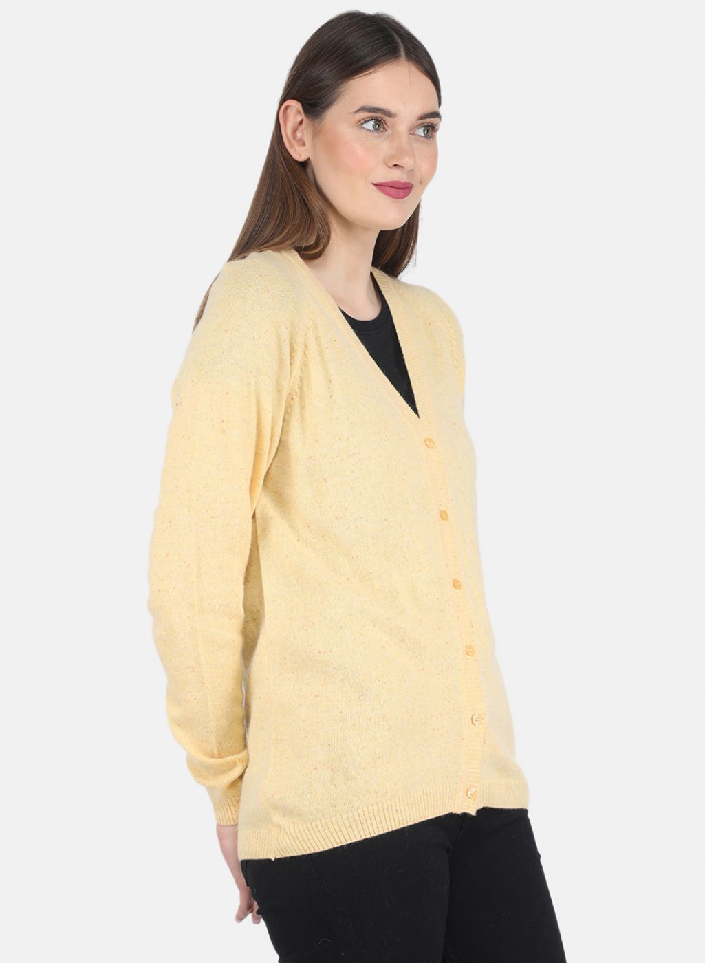 Women Yellow Solid Cardigan