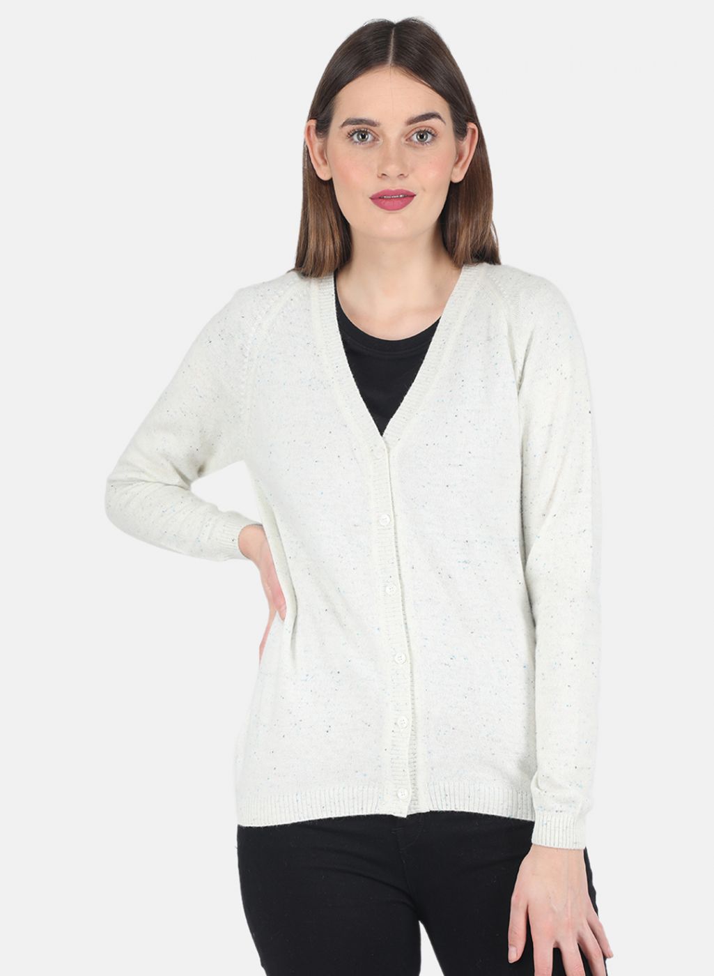 Women White Solid Cardigan