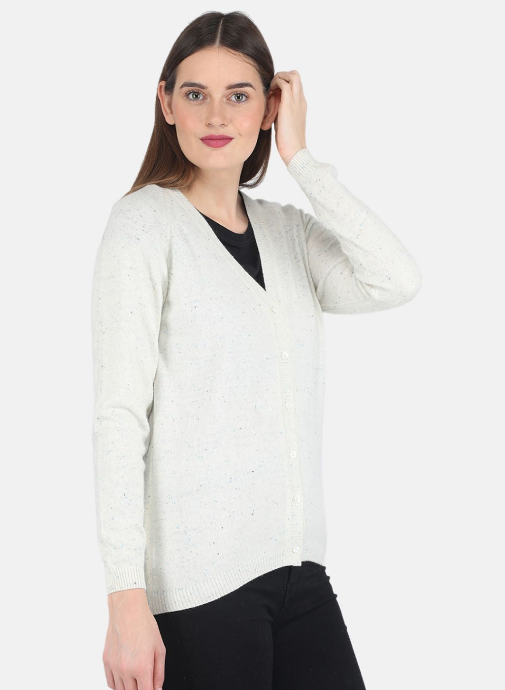 Women White Solid Cardigan