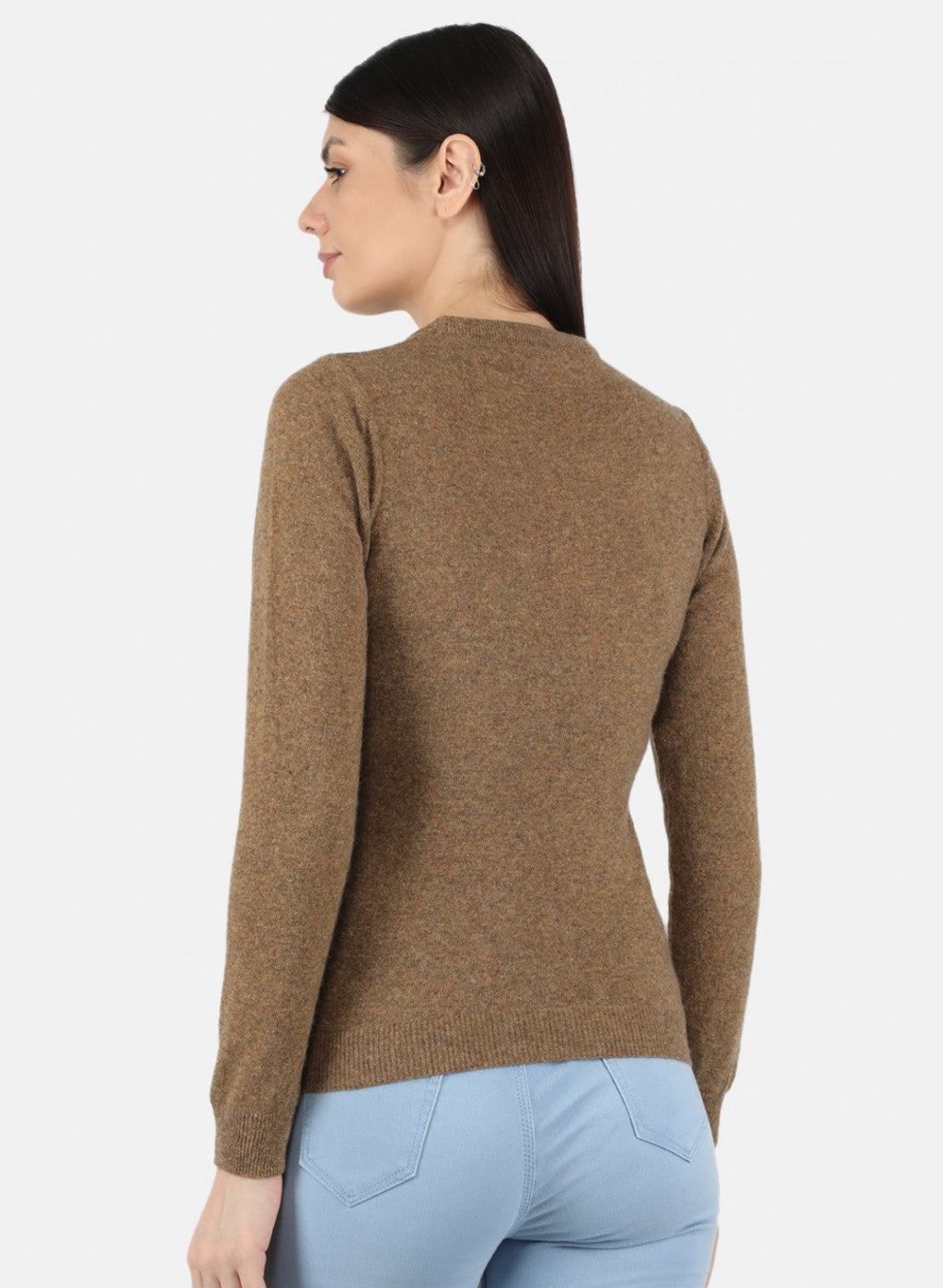Women Brown Solid Winter Top
