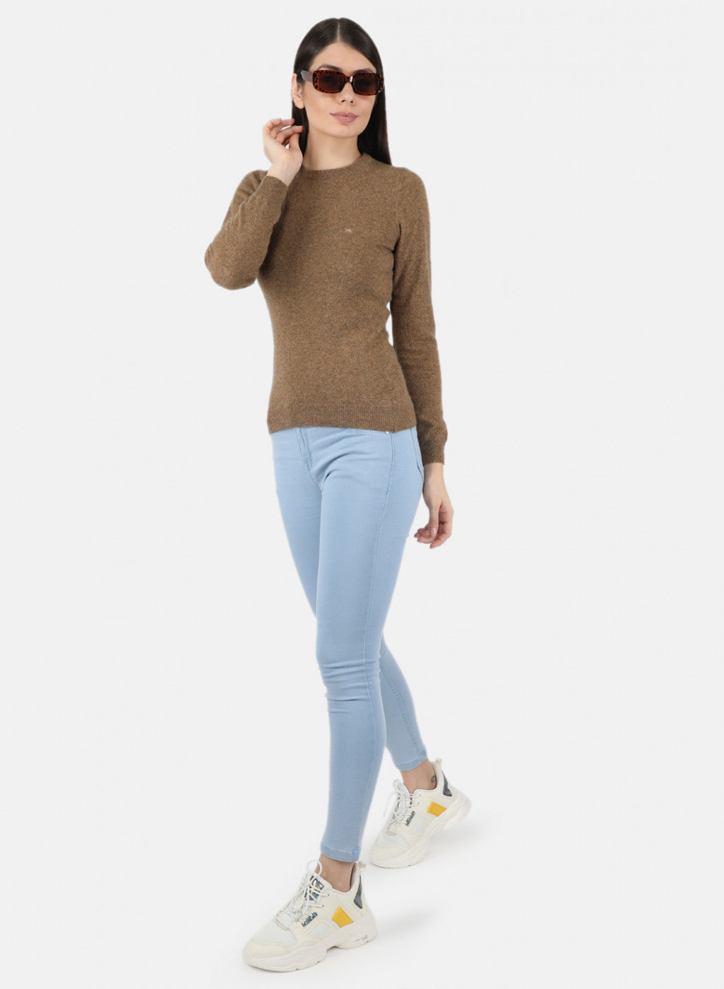 Women Brown Solid Winter Top