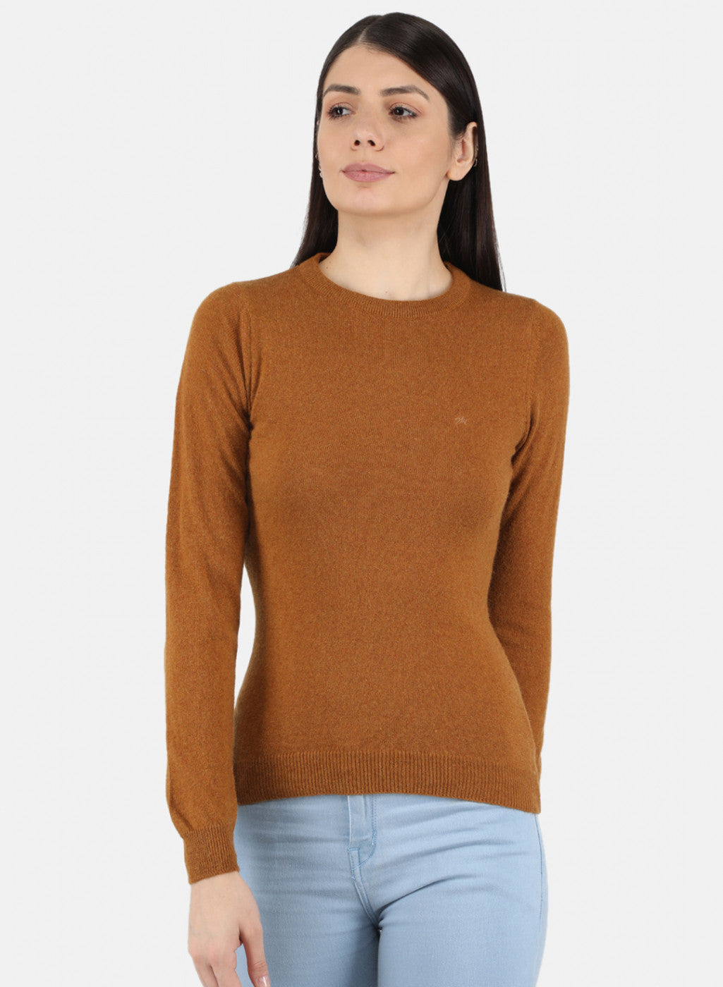 Women Rust Orange Solid Winter Top