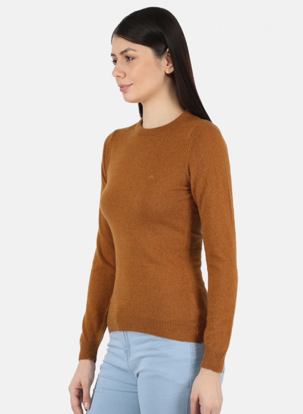 Women Rust Orange Solid Winter Top
