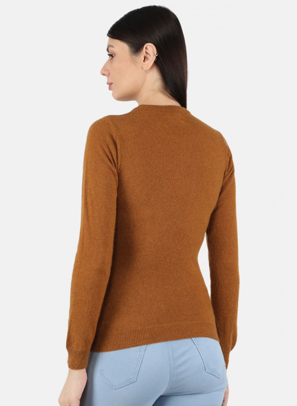 Women Rust Orange Solid Winter Top