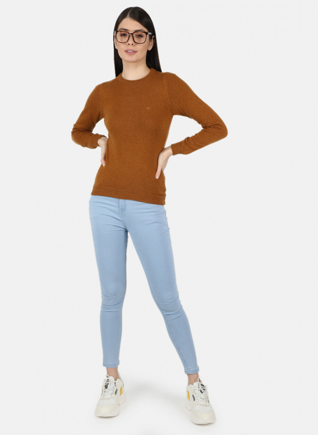 Women Rust Orange Solid Winter Top