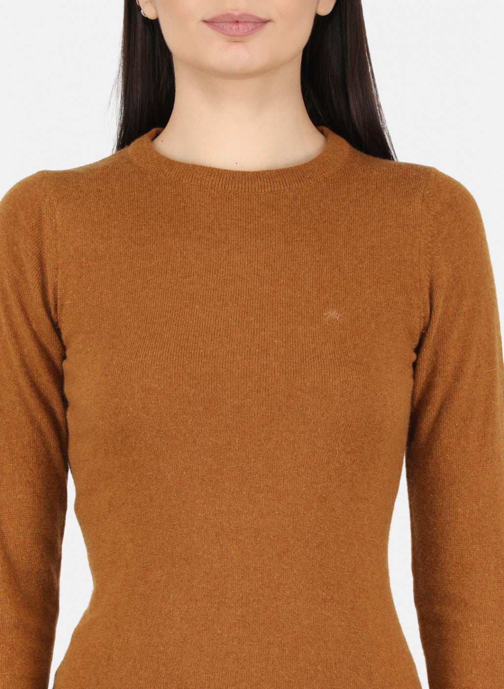 Women Rust Orange Solid Winter Top