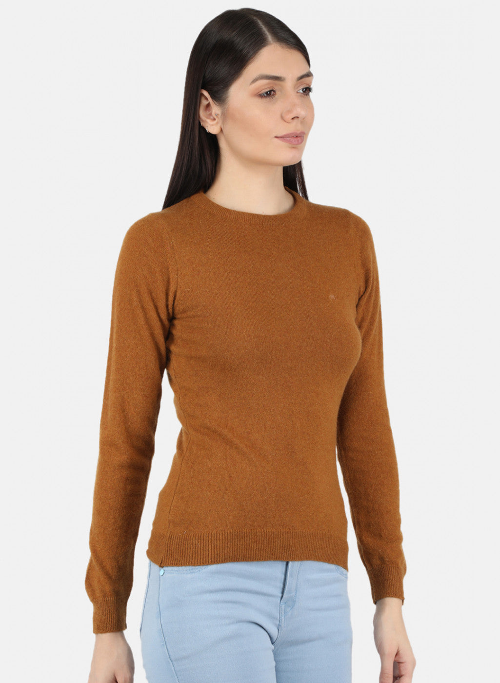 Women Rust Orange Solid Winter Top