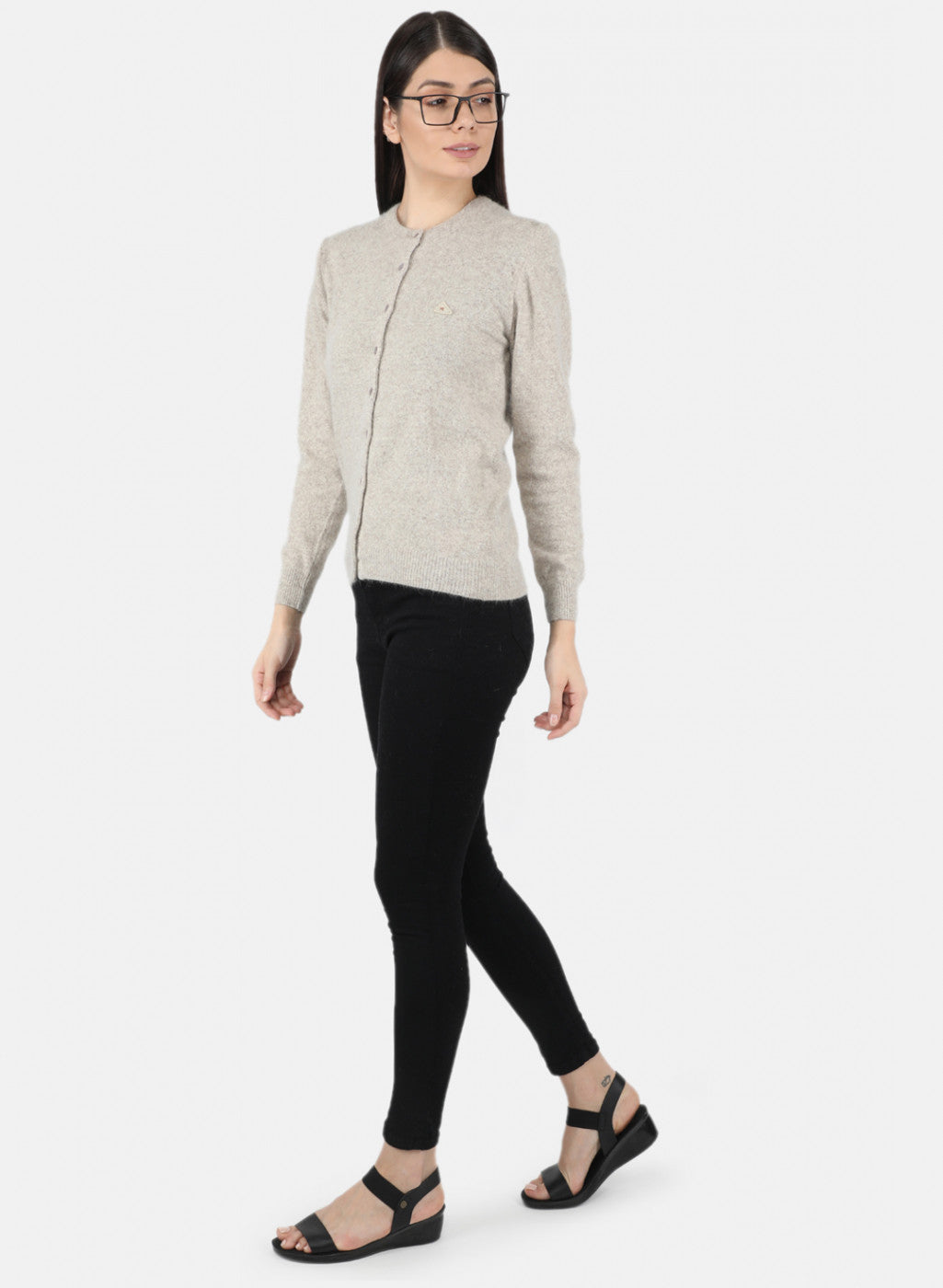 Women Khaki Solid Cardigan