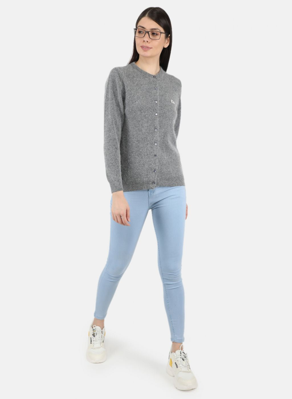 Women Grey Solid Cardigan