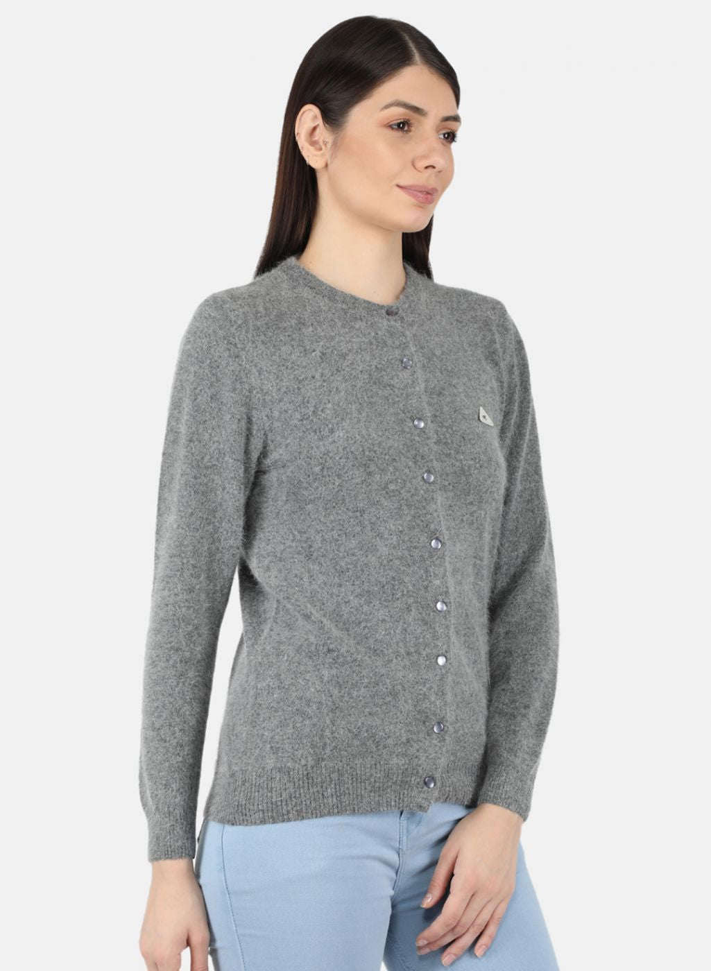 Women Grey Solid Cardigan