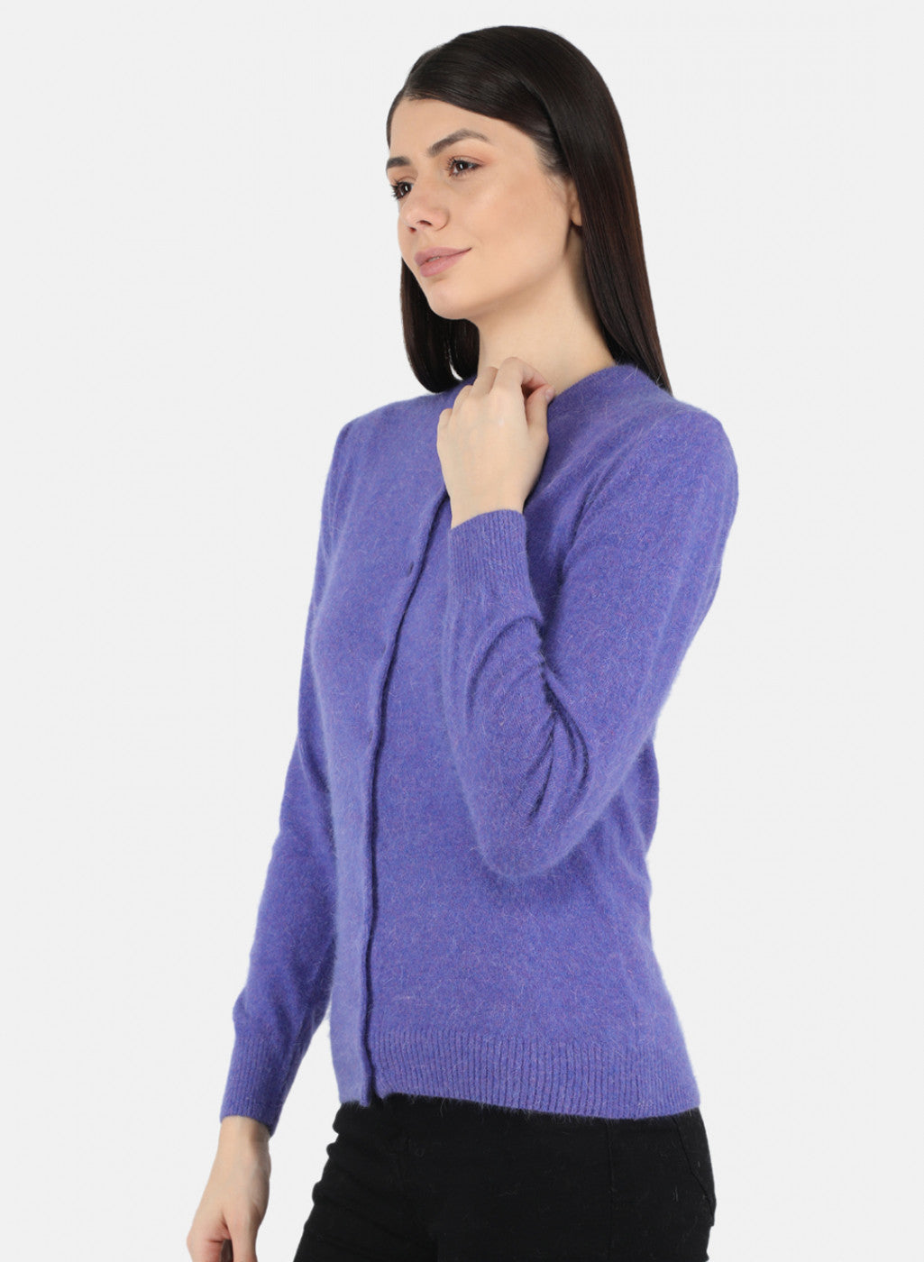 Women Purple Solid Cardigan