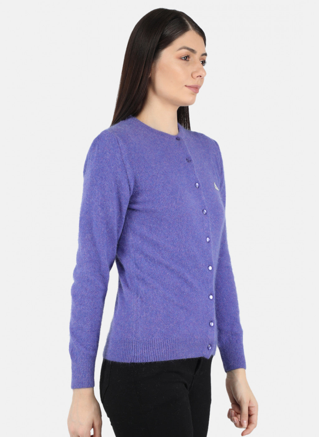 Women Purple Solid Cardigan