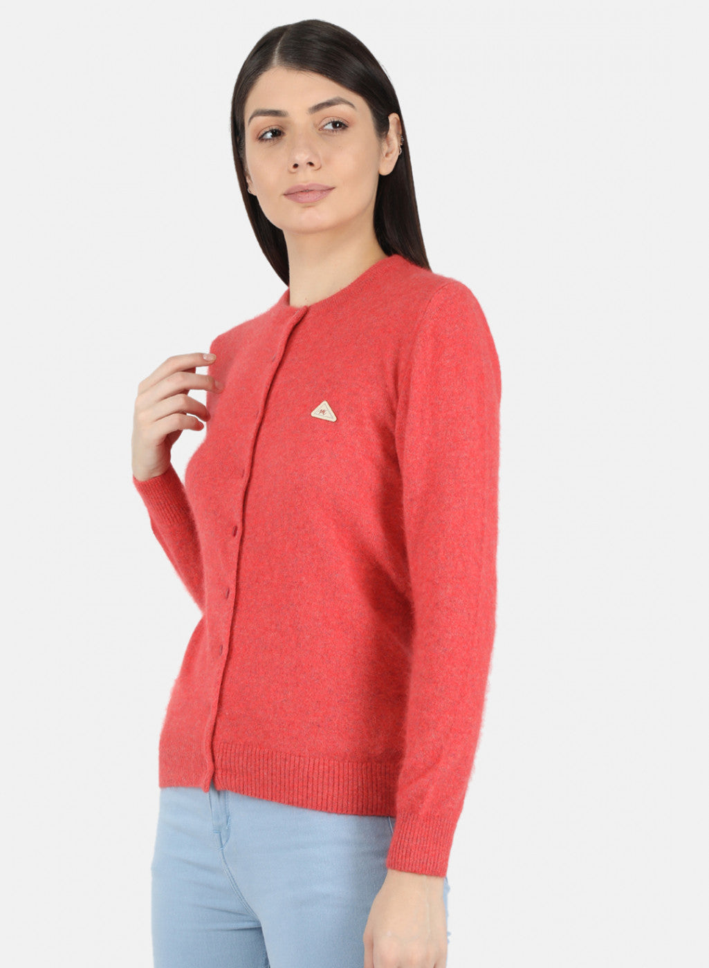 Women Red Solid Cardigan
