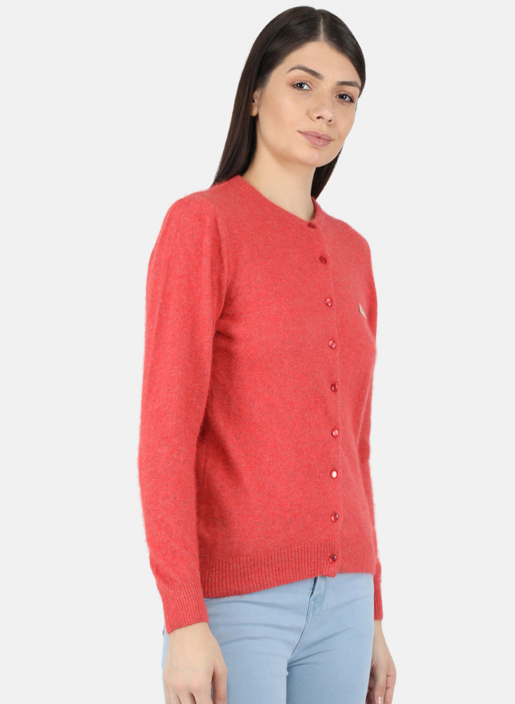 Women Red Solid Cardigan