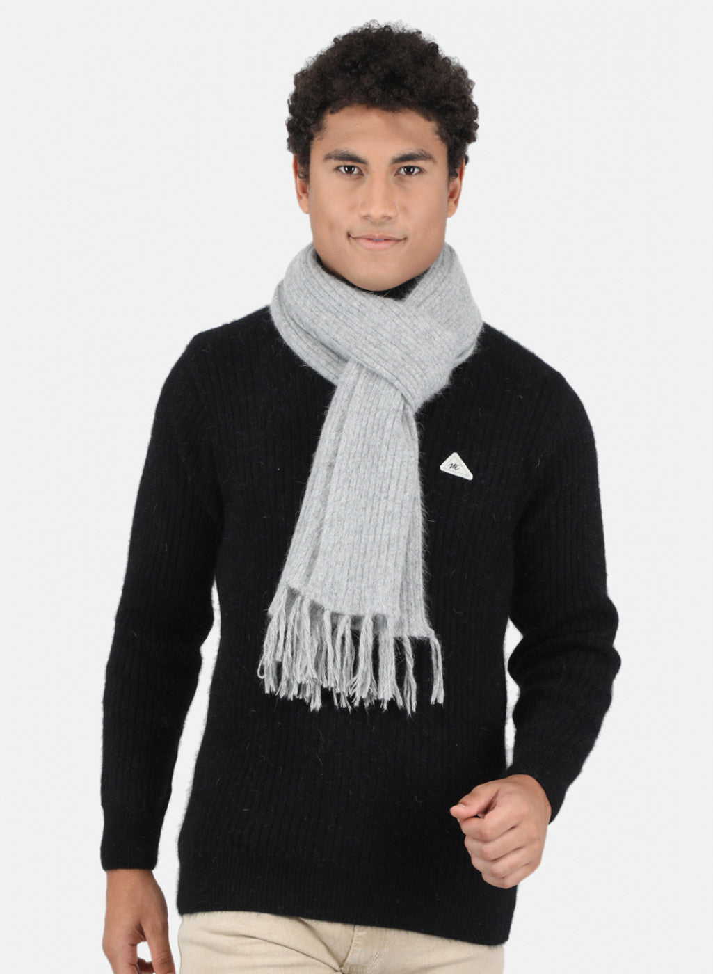 Men Grey Solid Muffler