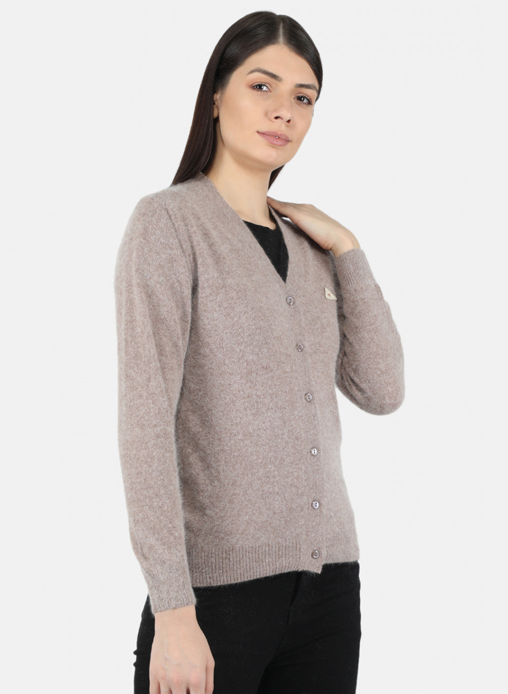 Women Beige Solid Cardigan