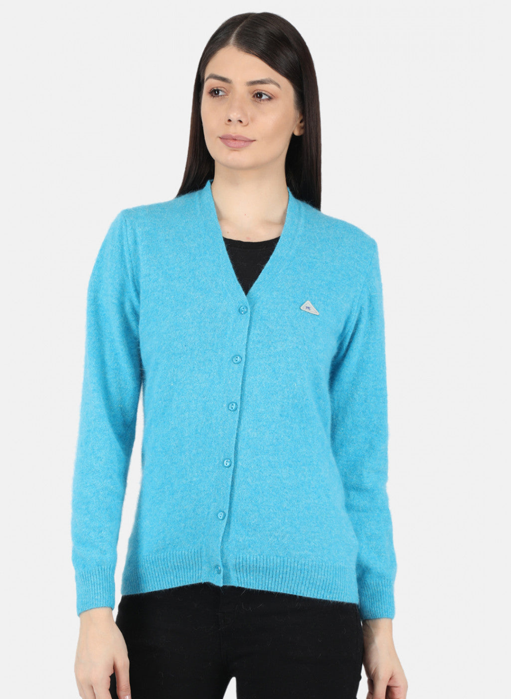 Women Blue Solid Cardigan
