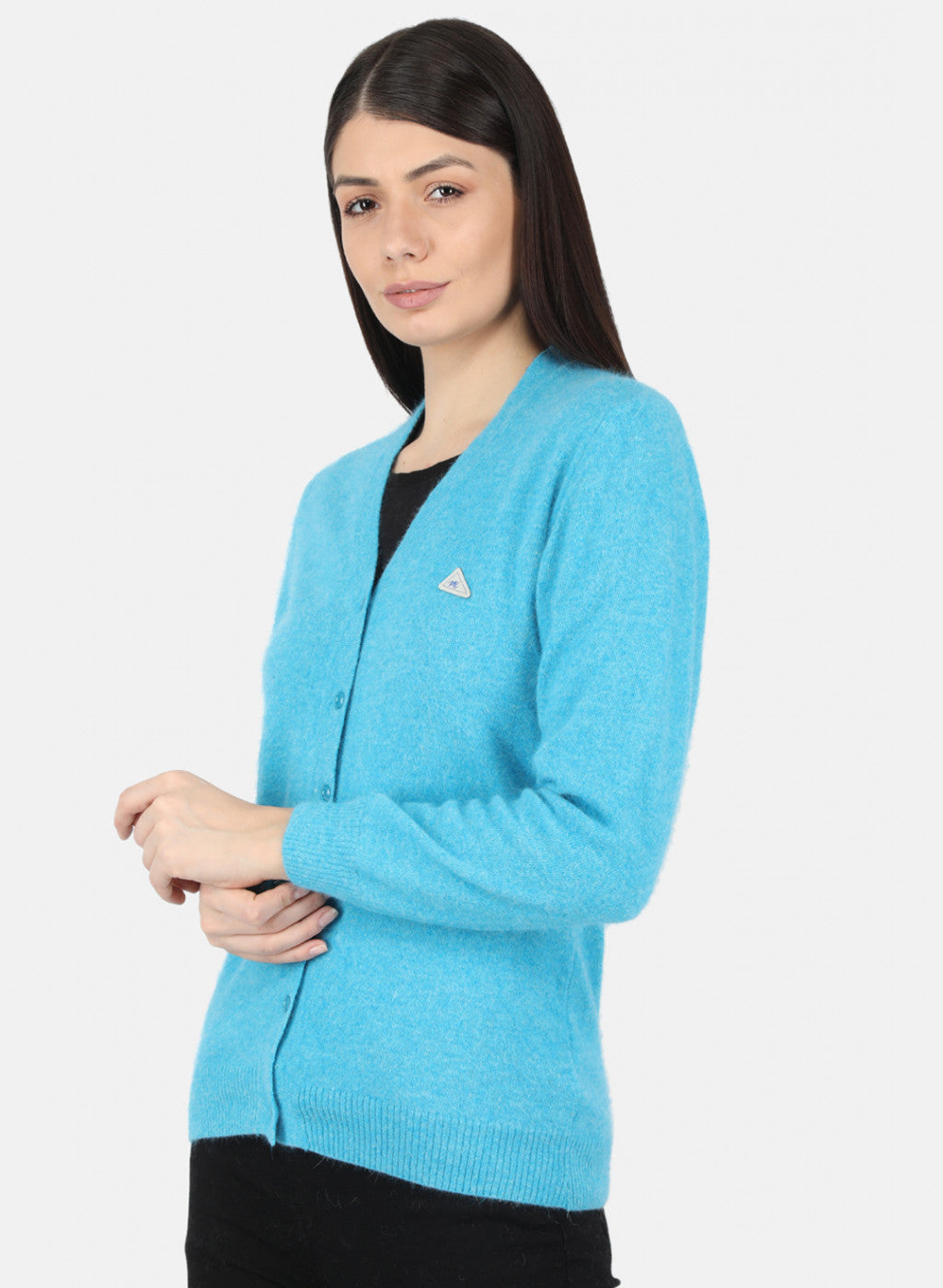 Women Blue Solid Cardigan