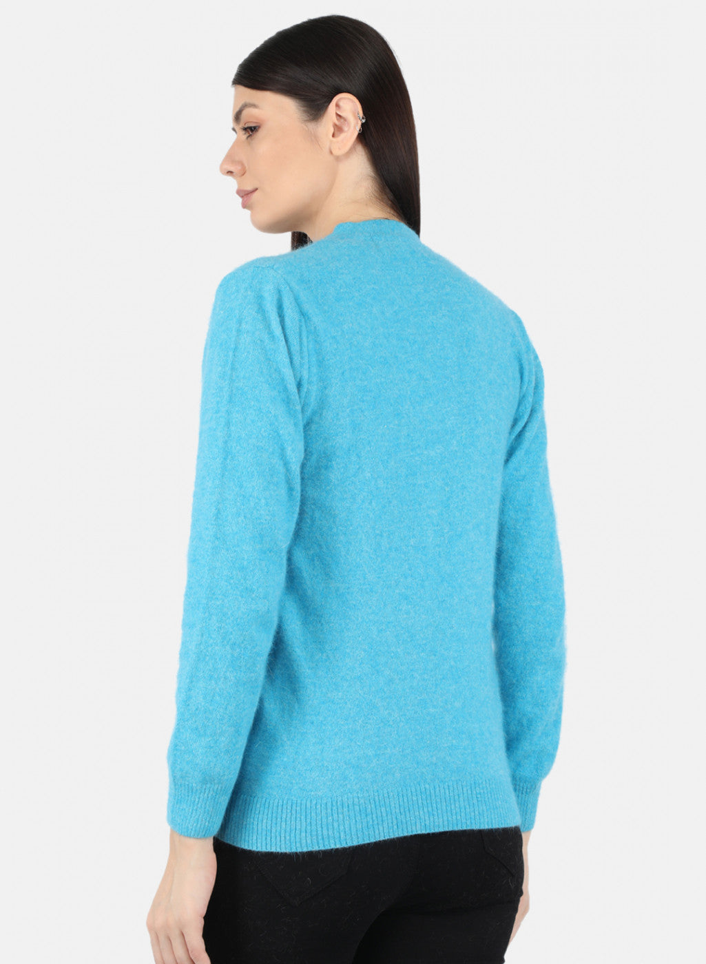 Women Blue Solid Cardigan