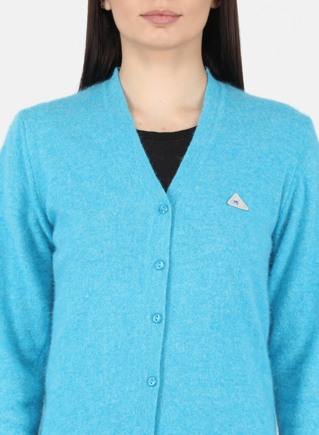 Women Blue Solid Cardigan