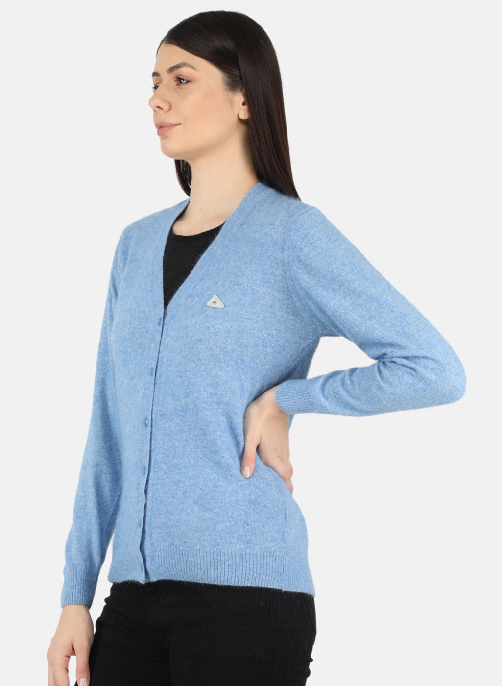 Women Blue Solid Cardigan